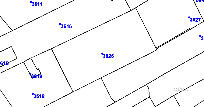 Parcela st. 3626 v KÚ Tasov, Katastrální mapa