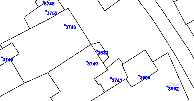 Parcela st. 3633 v KÚ Tasov, Katastrální mapa