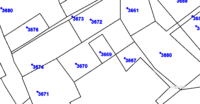 Parcela st. 3669 v KÚ Tasov, Katastrální mapa