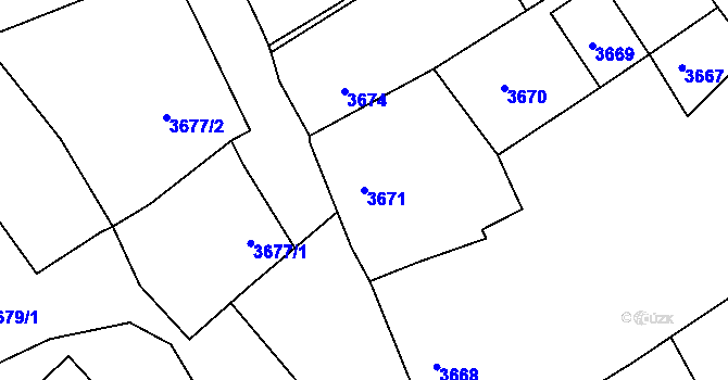 Parcela st. 3671 v KÚ Tasov, Katastrální mapa
