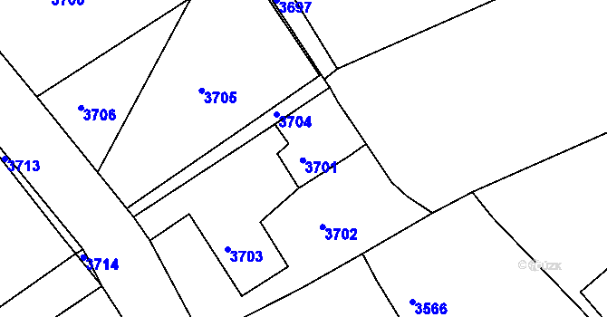 Parcela st. 3701 v KÚ Tasov, Katastrální mapa