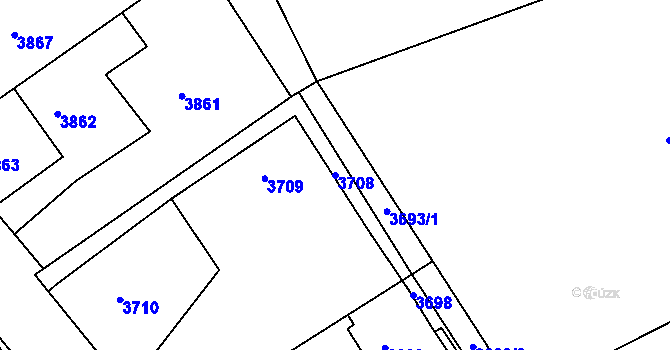 Parcela st. 3708 v KÚ Tasov, Katastrální mapa