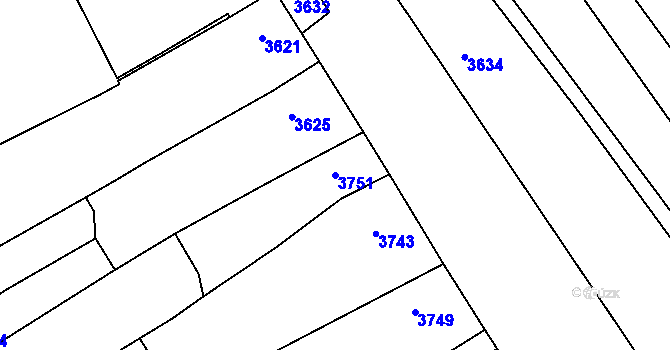 Parcela st. 3751 v KÚ Tasov, Katastrální mapa