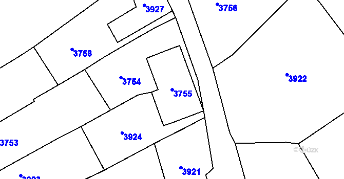Parcela st. 3755 v KÚ Tasov, Katastrální mapa