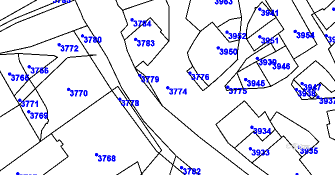 Parcela st. 3774 v KÚ Tasov, Katastrální mapa