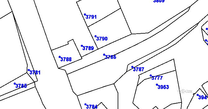 Parcela st. 3786 v KÚ Tasov, Katastrální mapa