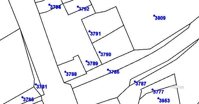 Parcela st. 3790 v KÚ Tasov, Katastrální mapa