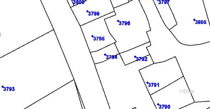 Parcela st. 3794 v KÚ Tasov, Katastrální mapa
