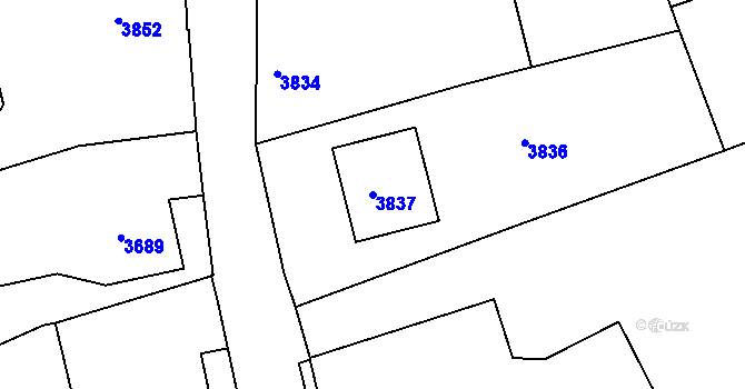 Parcela st. 3837 v KÚ Tasov, Katastrální mapa