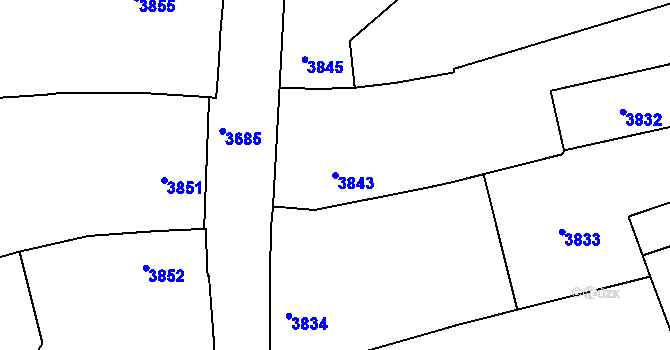 Parcela st. 3843 v KÚ Tasov, Katastrální mapa