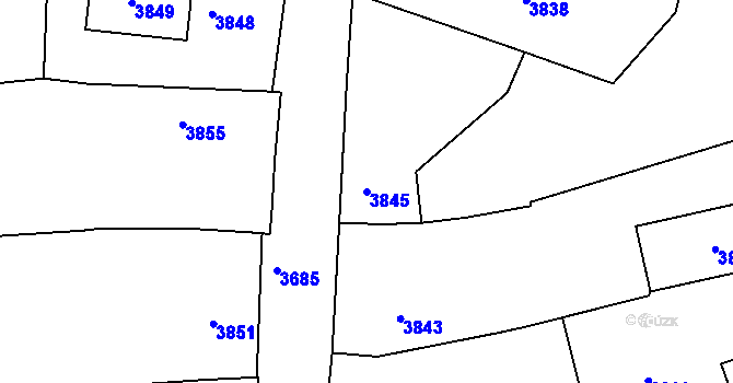 Parcela st. 3845 v KÚ Tasov, Katastrální mapa