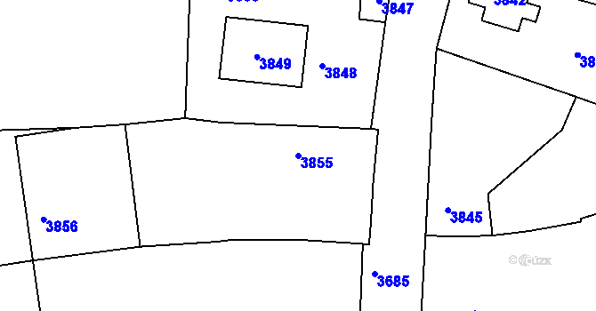 Parcela st. 3855 v KÚ Tasov, Katastrální mapa