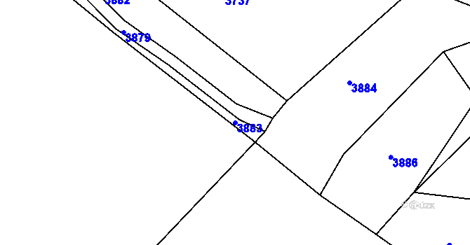 Parcela st. 3883 v KÚ Tasov, Katastrální mapa