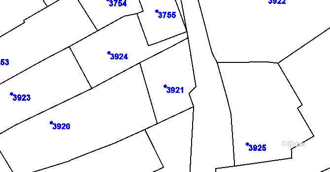 Parcela st. 3921 v KÚ Tasov, Katastrální mapa