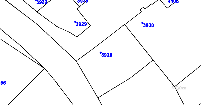 Parcela st. 3928 v KÚ Tasov, Katastrální mapa