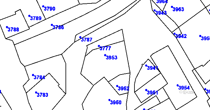 Parcela st. 3953 v KÚ Tasov, Katastrální mapa