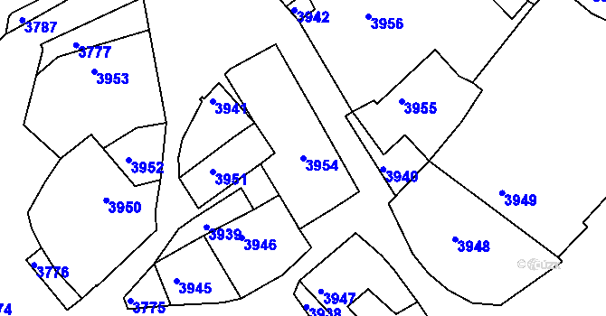 Parcela st. 3954 v KÚ Tasov, Katastrální mapa