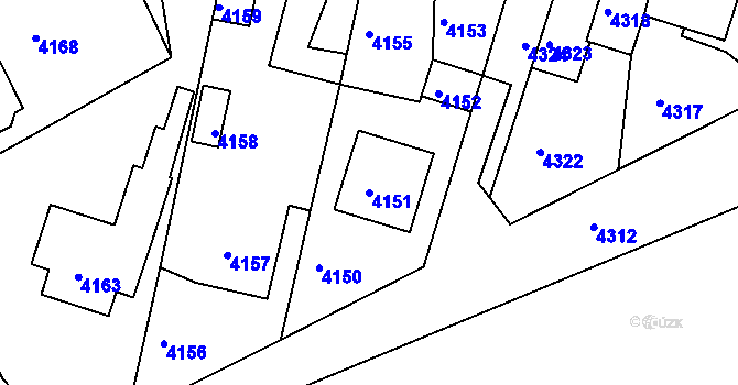 Parcela st. 4151 v KÚ Tasov, Katastrální mapa