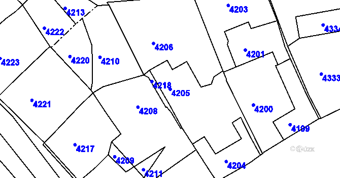Parcela st. 4205 v KÚ Tasov, Katastrální mapa