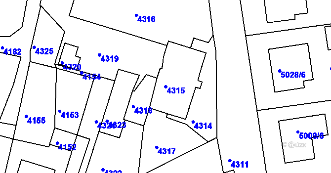 Parcela st. 4315 v KÚ Tasov, Katastrální mapa