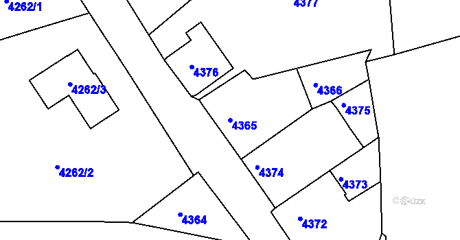 Parcela st. 4365 v KÚ Tasov, Katastrální mapa