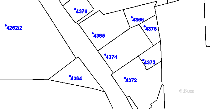 Parcela st. 4374 v KÚ Tasov, Katastrální mapa