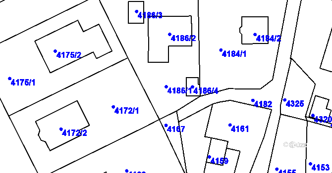 Parcela st. 4186/1 v KÚ Tasov, Katastrální mapa