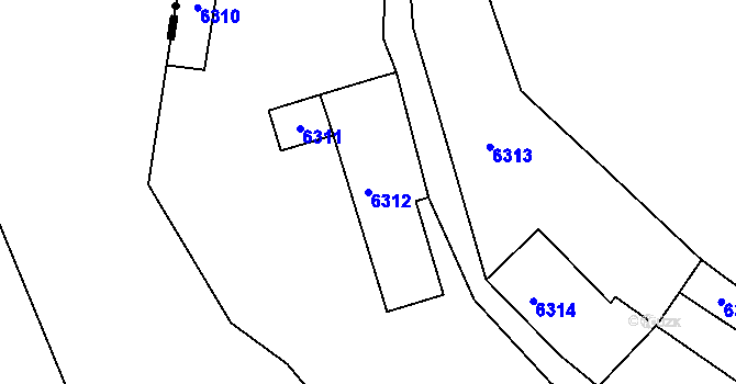 Parcela st. 6312 v KÚ Tasov, Katastrální mapa
