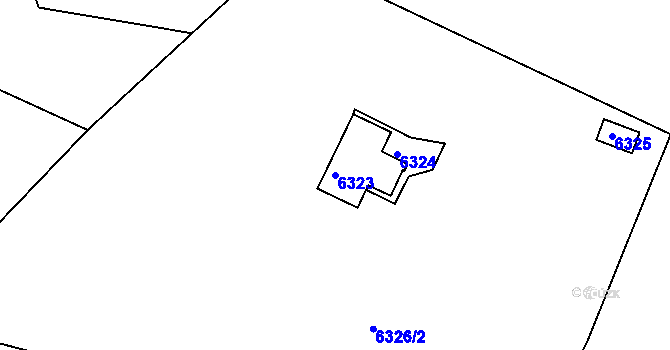 Parcela st. 6323 v KÚ Tasov, Katastrální mapa