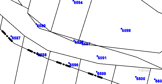 Parcela st. 6597 v KÚ Tasov, Katastrální mapa