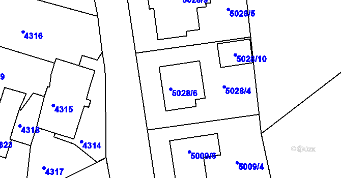 Parcela st. 5028/6 v KÚ Tasov, Katastrální mapa