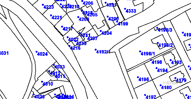 Parcela st. 4192/1 v KÚ Tasov, Katastrální mapa