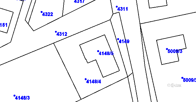 Parcela st. 4148/5 v KÚ Tasov, Katastrální mapa