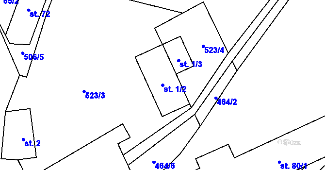 Parcela st. 1/2 v KÚ Tasovice, Katastrální mapa