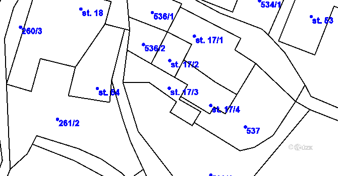 Parcela st. 17/3 v KÚ Tasovice, Katastrální mapa