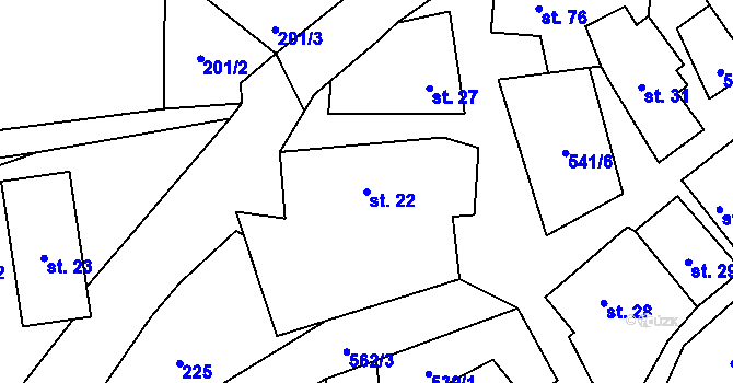 Parcela st. 22 v KÚ Tasovice, Katastrální mapa