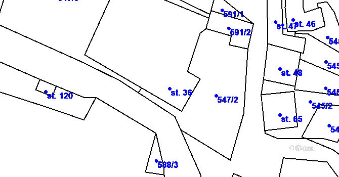 Parcela st. 36 v KÚ Tasovice, Katastrální mapa