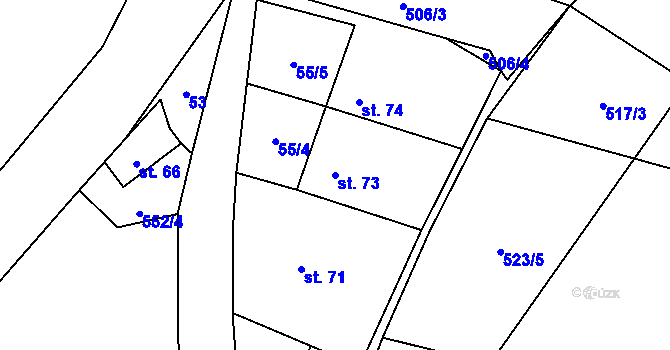 Parcela st. 73 v KÚ Tasovice, Katastrální mapa