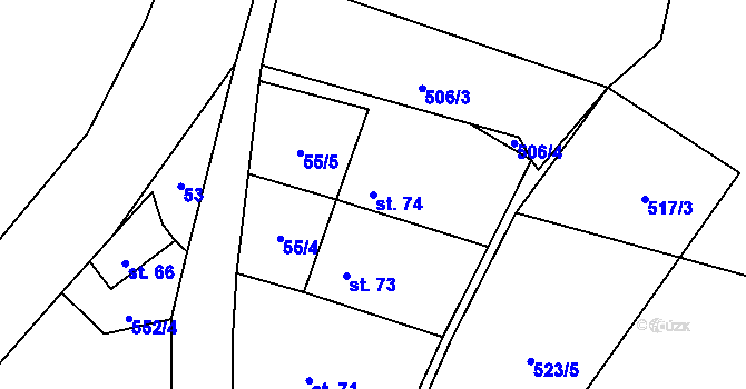 Parcela st. 74 v KÚ Tasovice, Katastrální mapa