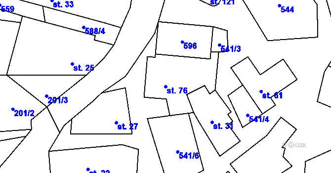 Parcela st. 76 v KÚ Tasovice, Katastrální mapa