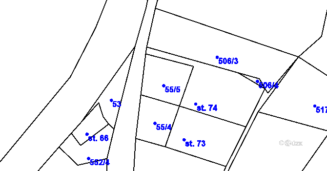 Parcela st. 55/5 v KÚ Tasovice, Katastrální mapa