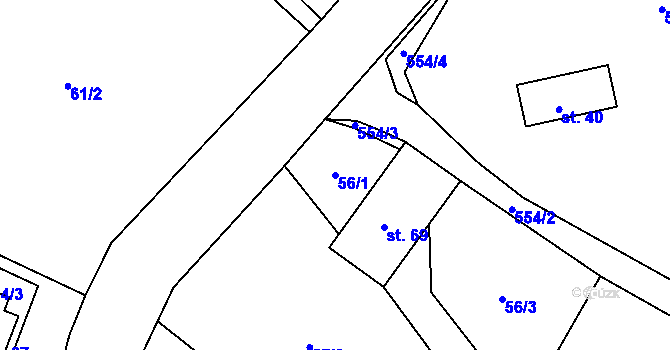 Parcela st. 56/1 v KÚ Tasovice, Katastrální mapa