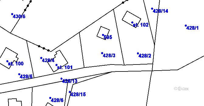 Parcela st. 428/3 v KÚ Tasovice, Katastrální mapa