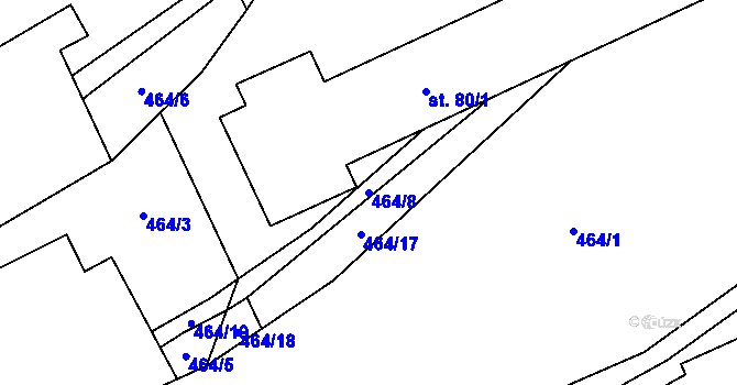 Parcela st. 464/8 v KÚ Tasovice, Katastrální mapa