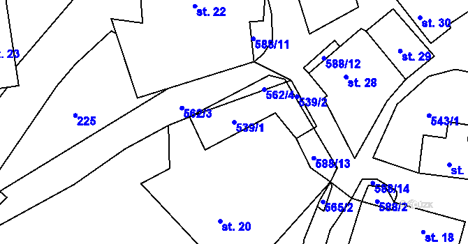 Parcela st. 539/1 v KÚ Tasovice, Katastrální mapa