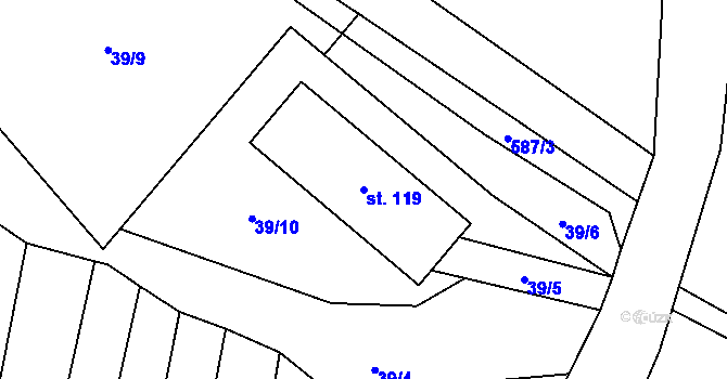 Parcela st. 119 v KÚ Tasovice, Katastrální mapa