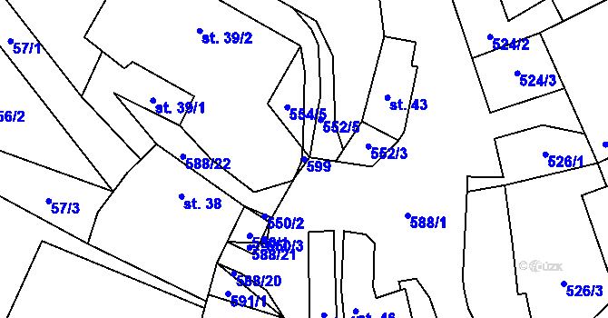 Parcela st. 599 v KÚ Tasovice, Katastrální mapa