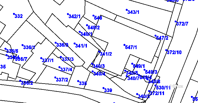 Parcela st. 341/2 v KÚ Tasovice nad Dyjí, Katastrální mapa