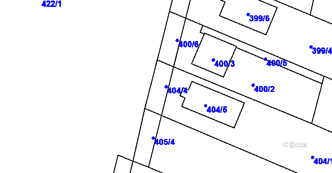 Parcela st. 404/4 v KÚ Tasovice nad Dyjí, Katastrální mapa
