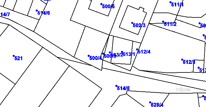 Parcela st. 500/9 v KÚ Tasovice nad Dyjí, Katastrální mapa